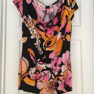 Swoop neck open back shirt